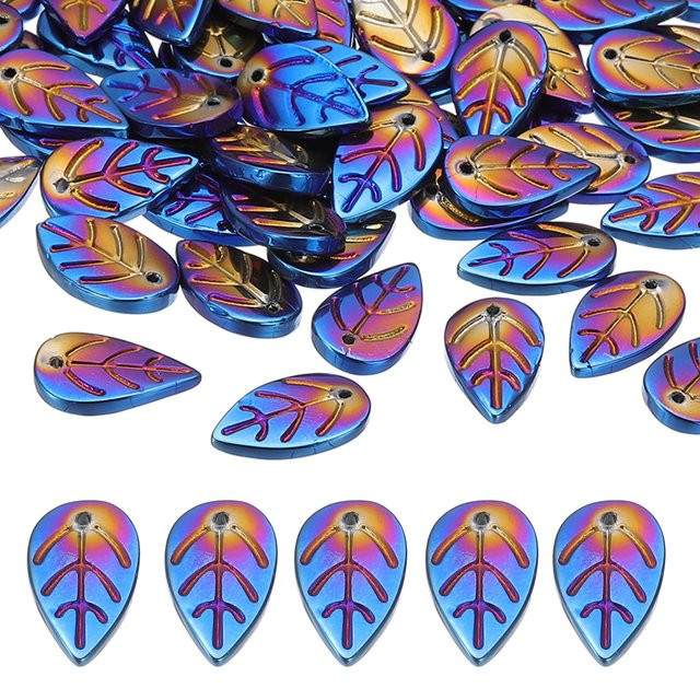 Kristall-Blattperlen, bunte Glasperlen, 10 x 18 mm, 50 Stück, Unisex - Bild 1