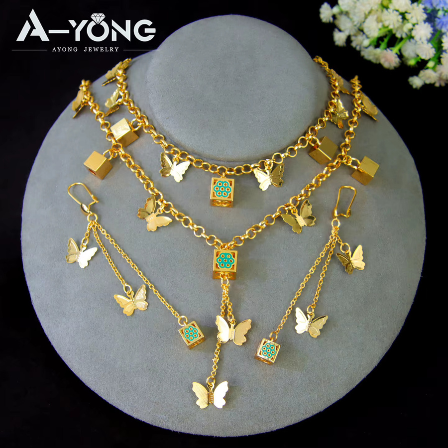 A-YONG AYONG JEWELRY Halskette, Armband, Ohrringe, Gold, Vintage - Bild 2