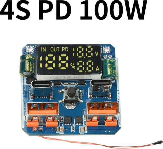 4S 100W PD Schnelllade-Aufwärts-/Abwärtsmodul, bidirektionale Lithiumbatterie-Schnelllade-Schutzplatine für mobile Powerbanks mit USB-C in Blau - Bild 1