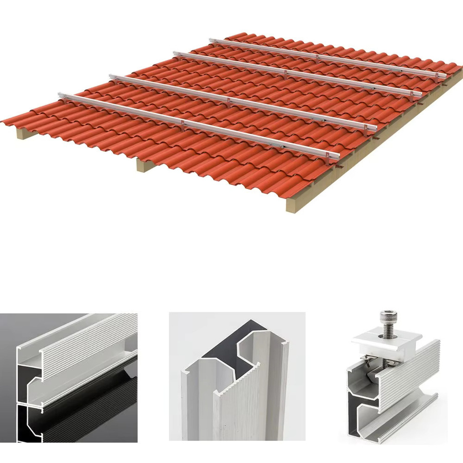 4/6 Stück Photovoltaik-Montagehalterung aus Aluminiumlegierung für glasierten Ziegeldach, Farbe: Silber, Länge: 200 mm - Bild 2