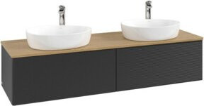 V&B Waschtischunterschrank Antao mit Frontstruktur in Eiche Honig Braun, Wandhängend, B: 160 cm, T: 50 cm - Bild 1