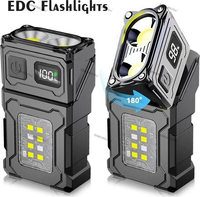 XIWANGFIRE MINI USB wiederaufladbare LED-Taschenlampe in Schwarz mit Magnet und seitlicher COB-Notbeleuchtung - Bild 1