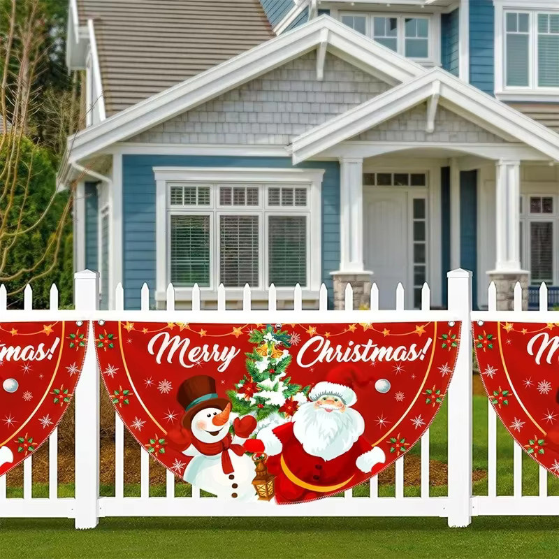 VIKAMA Weihnachtsflagge mit Schneemann-Motiv in Rot für Garten, Balkon und Treppe - Bild 2