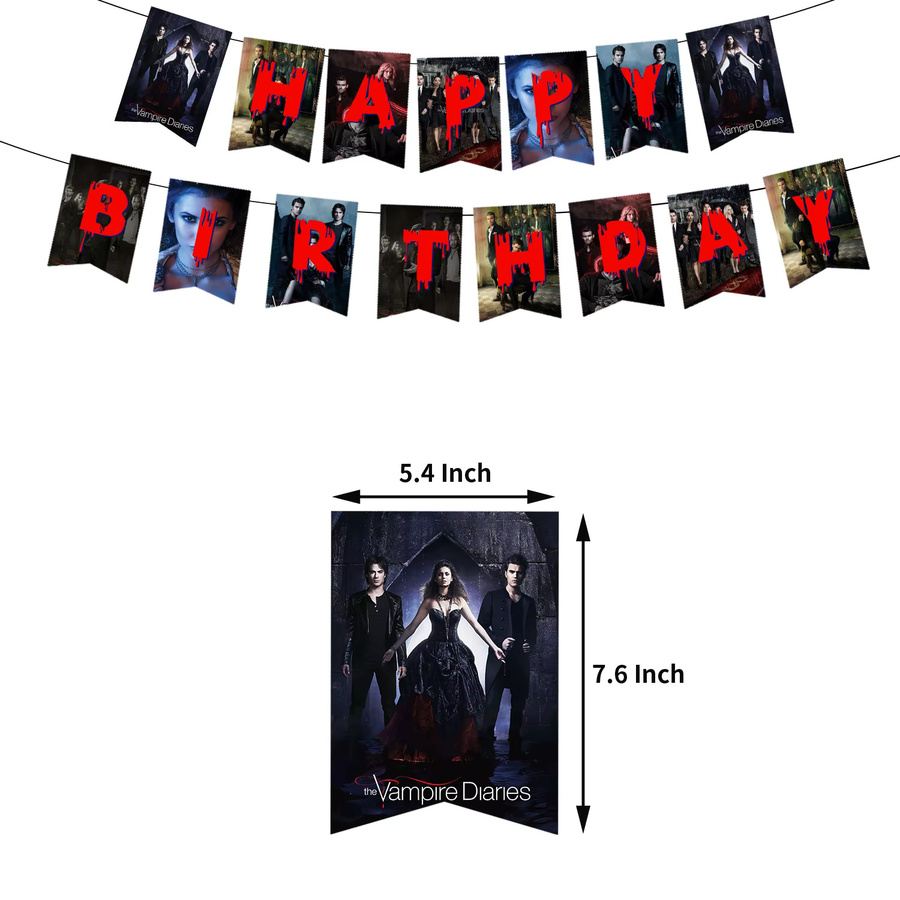 Potdemiel The Vampires Diaries Geburtstagsparty Zubehör Set mit Banner, Zahlen, Ballons und Hintergrund-Dekoration - Bild 2