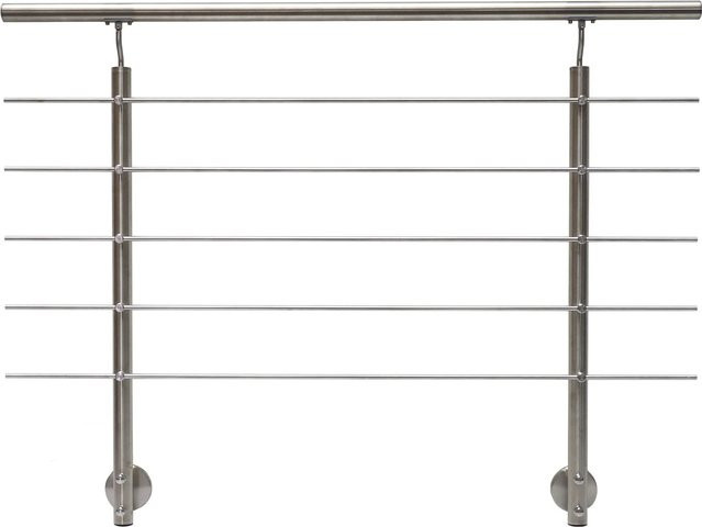 Geländer Set aus Edelstahl V2A mit 5 Rundstäben für die seitliche Montage, Breite: 100 cm, Höhe: 150 cm - Bild 1