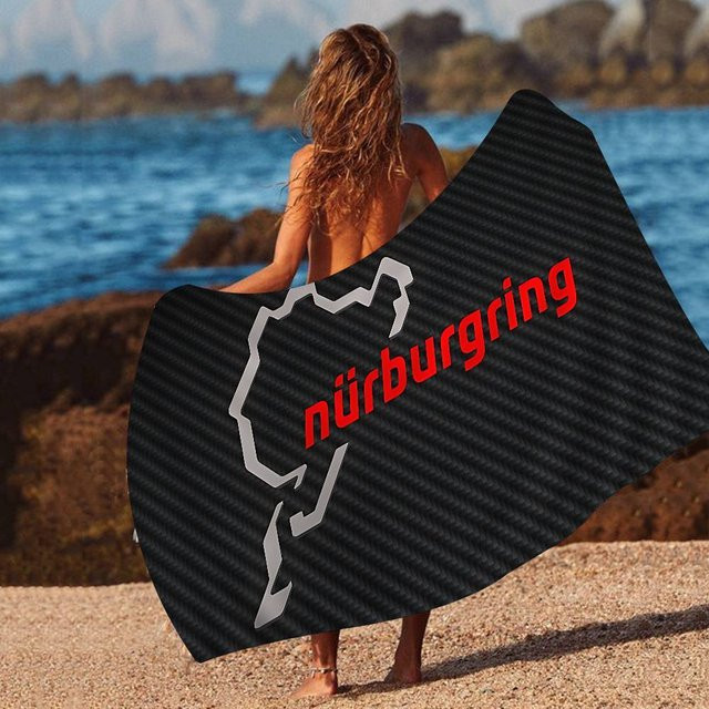 JMG Household Supplies Nürburgring Mikrofaserdecke, schnelltrocknendes Strandtuch aus Polyester in Schwarz, B/H: 50 x 100 cm - Bild 1