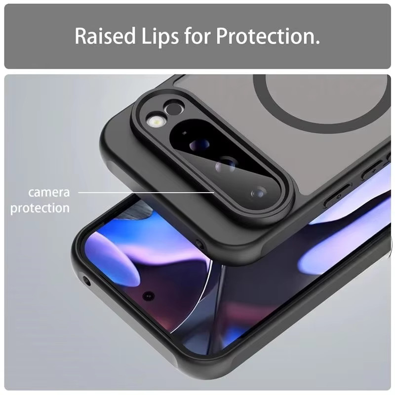 MagSafe Wireless Charging Case für Google Pixel 10 9 8 7 6 Pro XL mit harter PC-Rückseite und weichem TPU, stoßfest und matt, transparent - Bild 2
