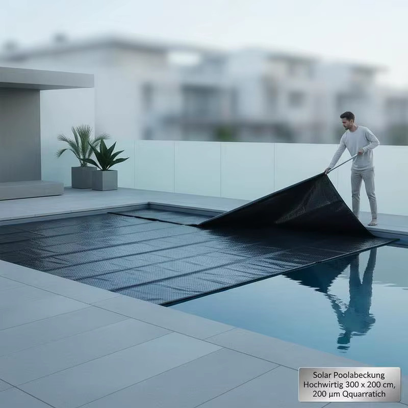 Solar-Schwimmbadabdeckung aus PE mit Luftkammern zur Solarheizung und Verdunstungsschutz, Schwarz, B: 300 cm, T: 200 cm - Bild 2