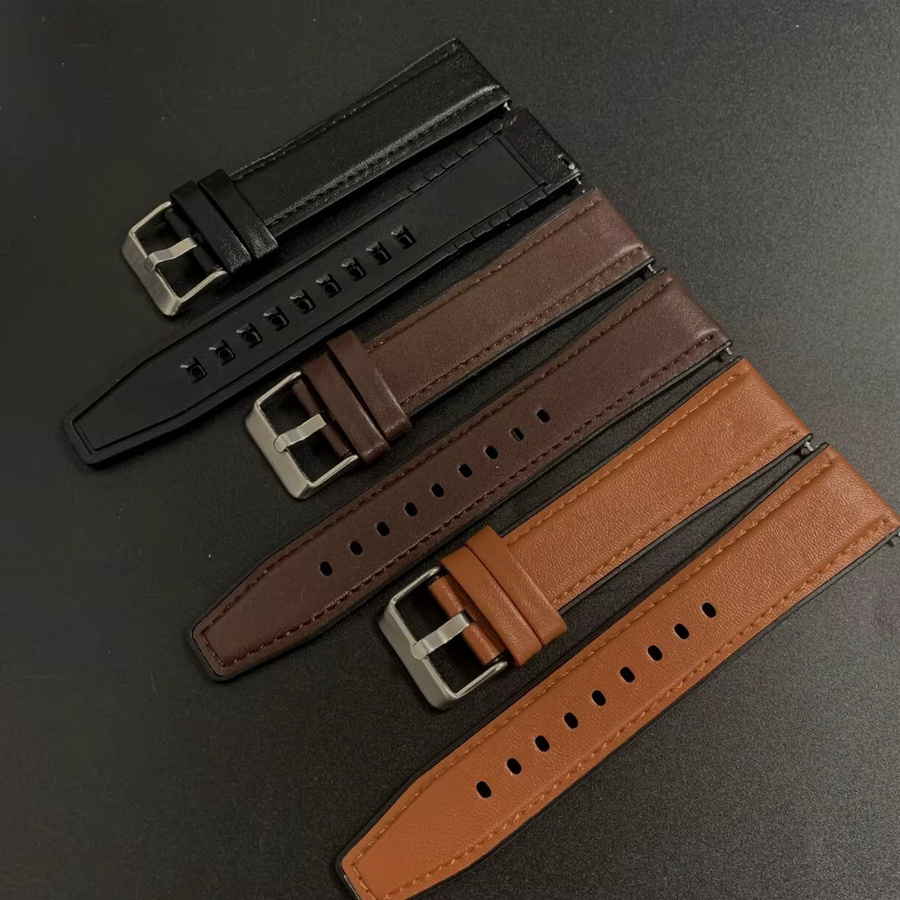 Uhrenarmband Leder, Schwarz, Unisex, 22 mm - Bild 2