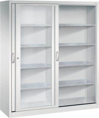 C + P Acurado Werkzeugschrank mit Schiebetüren und Sichtfenster, lichtgrau, B: 160 cm, T: 50 cm, H: 195 cm - Bild 1