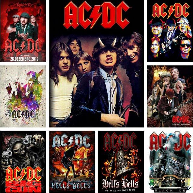 Potdemiel AC/DC Rock Band 5D DIY Diamant Malerei Mosaik Set mit Rundsteinen - Bild 1