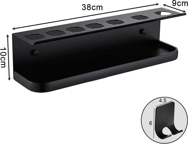 Dyson Wand-Haartrocknerhalter und Aufbewahrungsregal in Schwarz für Airwrap und Lockenstab, Wandmontage Organizer für Badezimmer - Bild 1