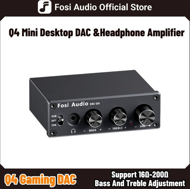 Fosi Audio Q4 Mini Stereo USB Gaming DAC und Kopfhörerverstärker in Schwarz - Bild 1