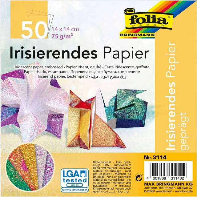 folia Origami Faltblätter irisierend Multicolor, 50 Blatt, B x T: 14 x 14 cm - Bild 2