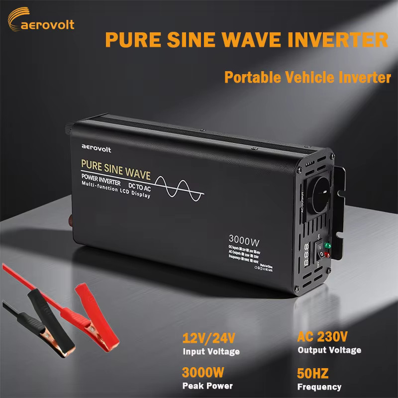 Peak Reiner Sinus-Wechselrichter 3000W 1000W DC 12V 24V 48V zu AC 220V 230V 50Hz mit intelligenter Kühlung und EU-Steckdose, Schwarz - Bild 4