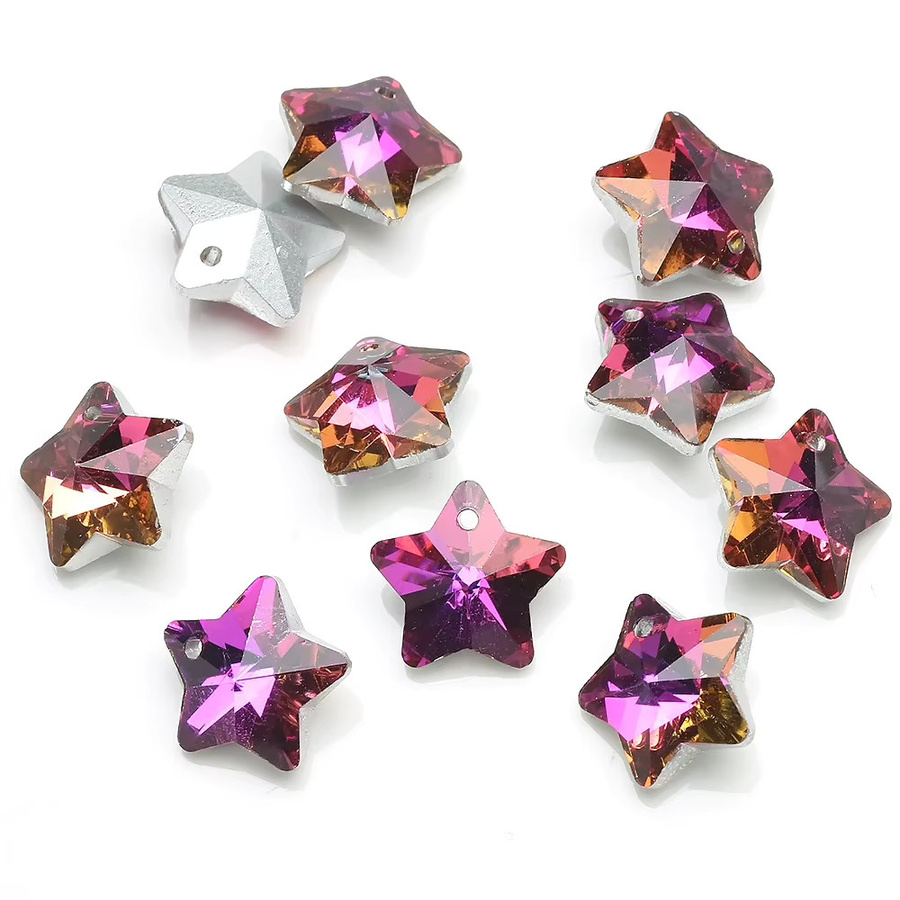 ZHUBI Anhänger Kristallglas, Fünfzackiger Stern, Bunt, 14mm - Bild 3