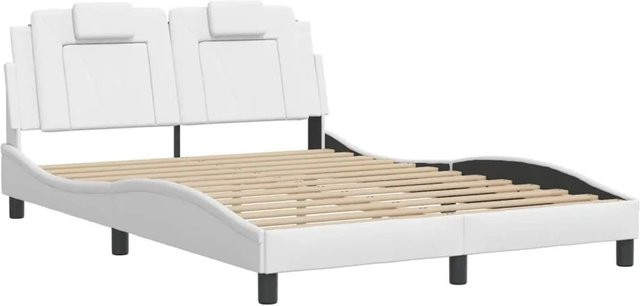 vidaXL Bettgestell mit LED-Unterbettbeleuchtung und USB-Ladeport in Weiß, B/T/H: 140 x 190 x 208 cm - Bild 1