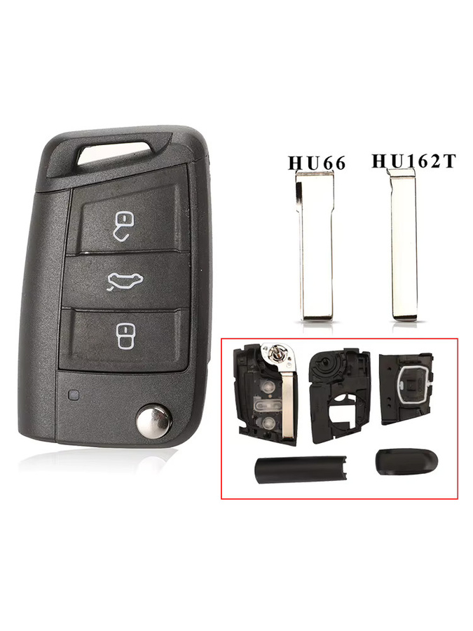 Jingyuqin 3-Tasten-Fernbedienungs-Autoschlüsselgehäuse für Volkswagen Passat Golf 7 MK7 Skoda Seat Leon Octavia in Schwarz - Bild 4