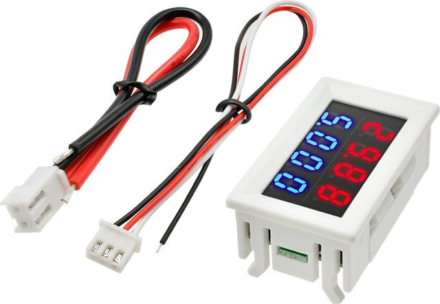 Gaqqee Digitales Voltmeter Amperemeter DC 0-100V/10A mit Dual LED Display in Rot und Blau, Hochpräzises Spannungsmessgerät und Strommessgerät mit 5 Drähten - Bild 1