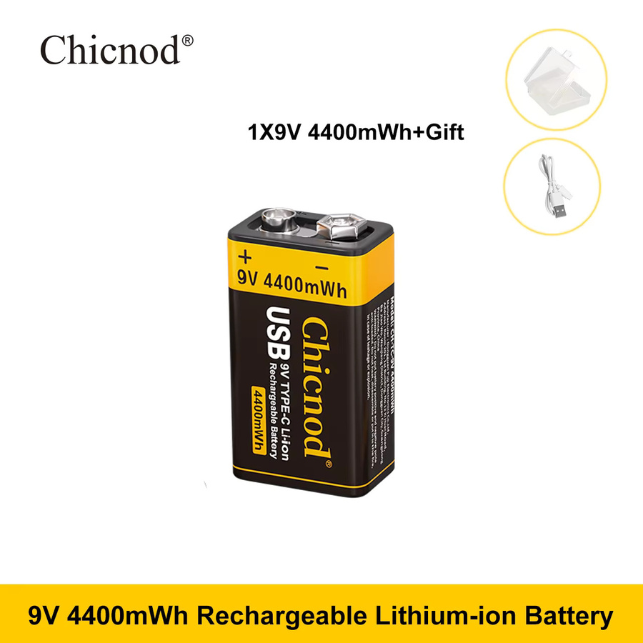 CHICNOD 9V Li-Ionen Akku mit USB Typ C, 4400mWh wiederaufladbare Batterie für Gitarrenpedale und Multimeter - Bild 6