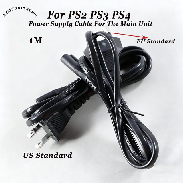 Yu Xi Netzkabel für PS2 PS3 PS4, Länge: 1 m, Farbe: Schwarz - Bild 1