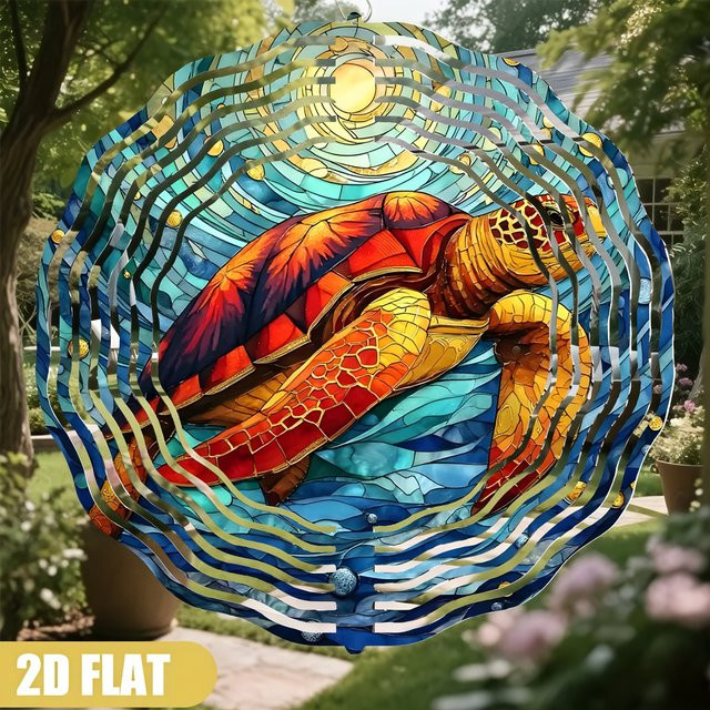 Poppica Art Meeresschildkröten Windspinner aus Metall in Multicolour für Garten und Außenbereich - Bild 1
