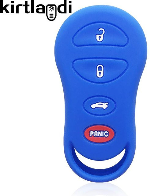 Silikon Fernbedienung Autoschlüssel Hülle für Chrysler Grand Voyager PT Cruiser Sebring Jeep Liberty Dodge Sender 3/4 Tasten in Blau - Bild 1
