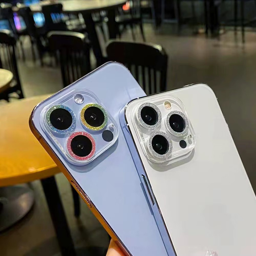 Glitzer Kameraobjektivschutz für Apple iPhone 11 12 13 14 15 16 17 Pro Max Plus und Mini in Silver und Multicolour - Bild 2
