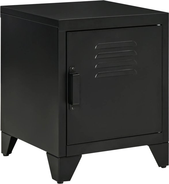 HOMCOM Nachttisch aus Metall in Schwarz mit verstellbarem Regal im industriellen Stil, B/T/H: 40 x 40 x 47,5 cm - Bild 1
