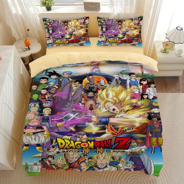 Dragon Ball Bettwäsche-Set mit Goku Super Saiyan Motiv von Binchi Fitness, 3-teilig, Mehrfarbig, B/H: 150 x 200 cm - Bild 1