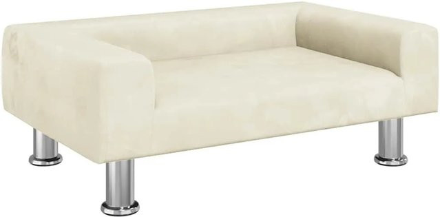 vidaXL Kindersofa aus Samt in Creme mit Kiefernholz-Gestell, B/T/H: 70 x 45 x 26,5 cm - Bild 1