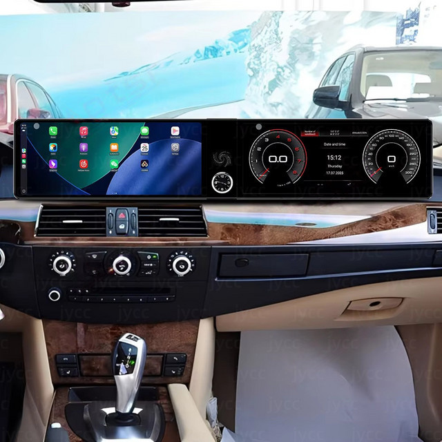 YANFU Android 13 Multimedia Player für BMW 5er E60 2003-2010 mit 12,3 Zoll Dual QLED Touchscreen, Navigation und Audio Stereo, Schwarz - Bild 1