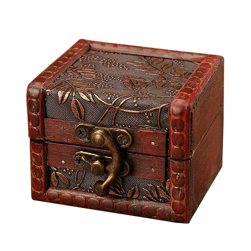 Vintage Schmuckbox aus Holz im chinesischen Stil mit Schloss zur Aufbewahrung von Ringen, Broschen, Armbändern und Ohrringen - Bild 3