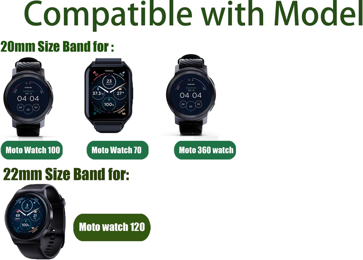 Motorola Uhrenarmband Silikon, Magnetische Schnalle, Schwarz, Unisex - Bild 3
