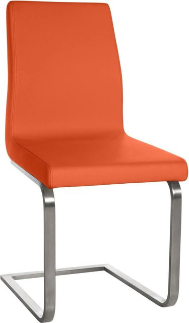 DELUKE Esszimmerstuhl NERAM in Orange aus Kunstleder mit Edelstahl-Freischwinger-Gestell, B/T/H: 40 x 50 x 90 cm - Bild 1