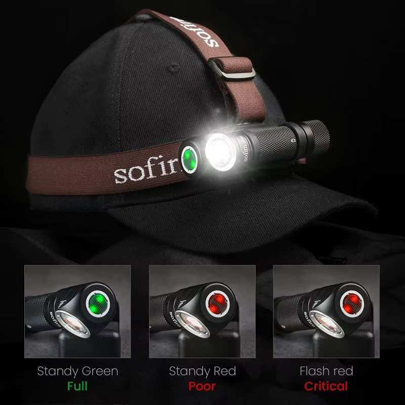Sofirn SP40 XPL LED Stirnlampe in Schwarz mit 1200 Lumen, 5300K Kaltweiß, wiederaufladbar mit 18650 Akku und Magnet-Endkappe - Bild 2