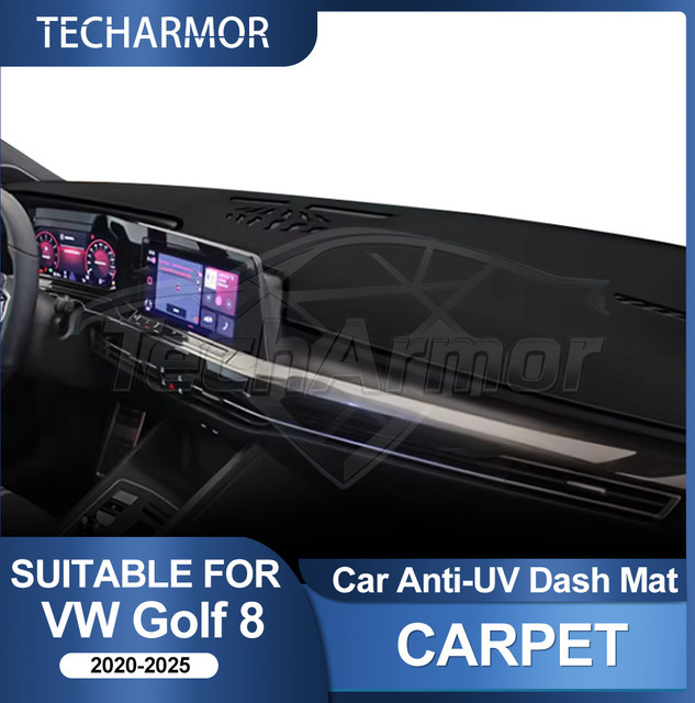 Dashboard Abdeckung für VW Golf 8 (2020-2025) in Schwarz als UV-Schutz und Anti-Rutsch Matte - Bild 1