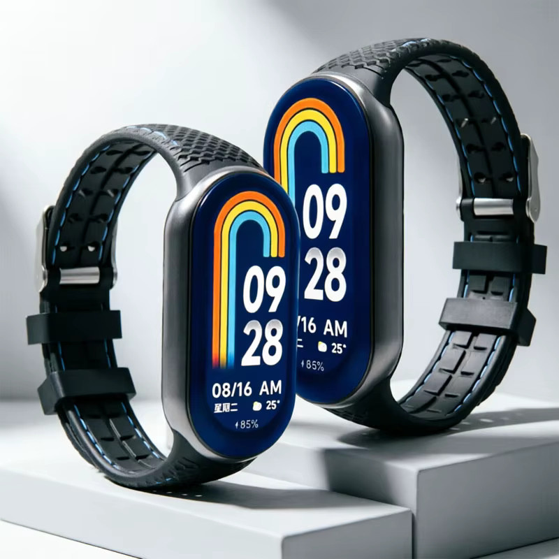 Aiss Uhrenarmband Silikon, Schwarz, Xiaomi Mi Band 10 9 8 - Bild 2