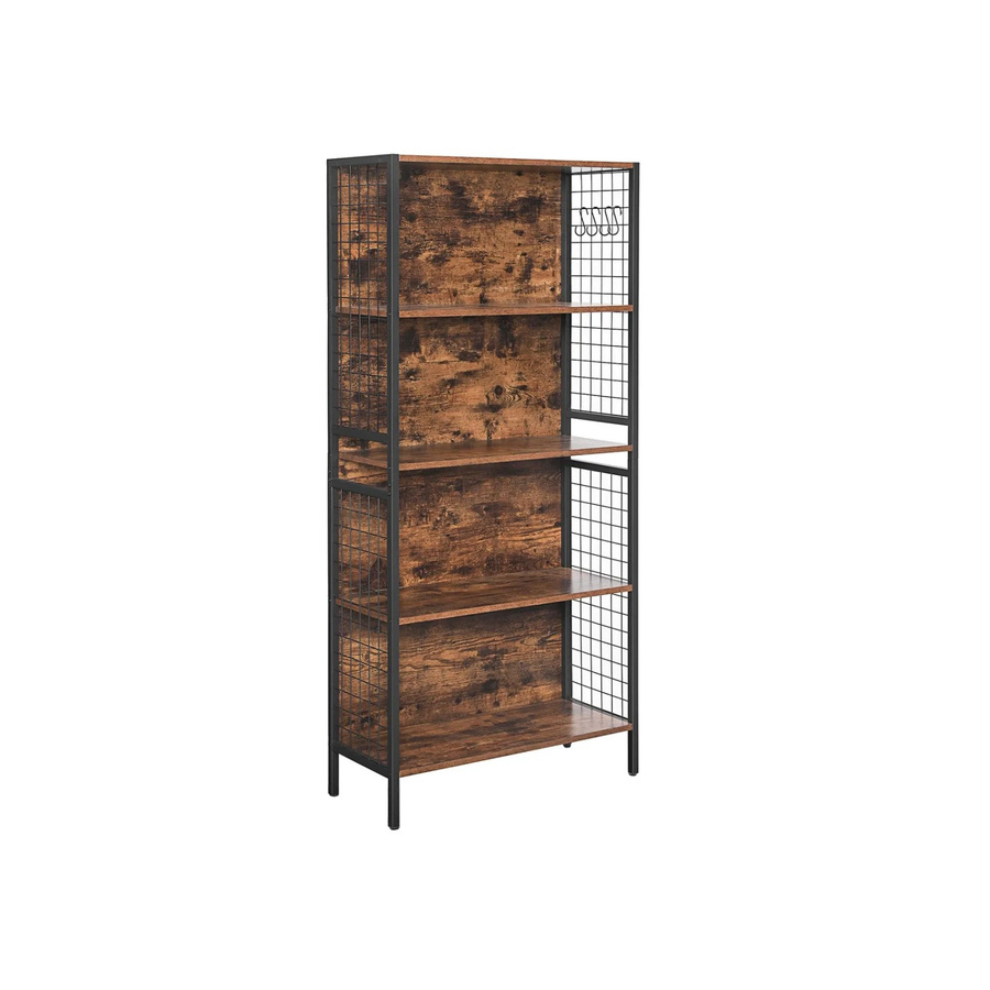 Vasagle Standregal mit 4 Ablagen und 4 S-Haken in Braun-Schwarz, B/T/H: 30 x 30 x 154,5 cm - Bild 2