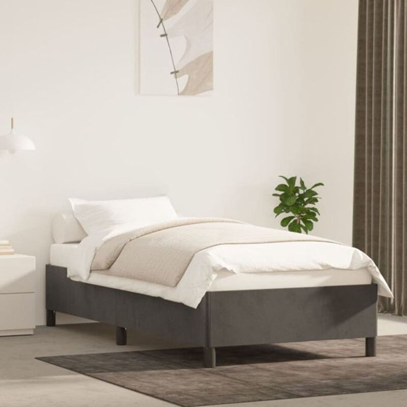 Vidaxl Polsterbett aus Samt in Anthrazit ohne Matratze B/T/H: 90 x 200 cm - Bild 1