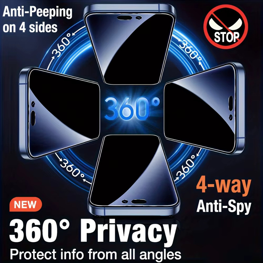 NNBILI 3er-Set 360 Grad vierseitige Anti-Peeping-Displayschutzfolie für iPhone 16 und iPhone 17 Pro Max sowie die iPhone 17 Serie, transparent - Bild 6