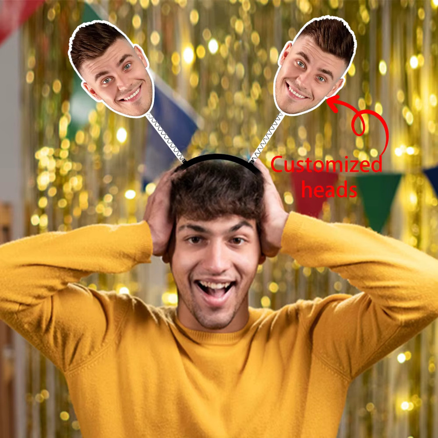 Personalisiertes Foto-Stirnband von WEIGAO in Schwarz für Erwachsene als Party-Requisite für Geburtstag, Hochzeit, Weihnachten oder Abschlussfeier - Bild 2