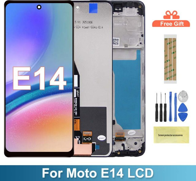 Motorola Moto E14 LCD Touch Screen Ersatzteil mit Rahmen in Schwarz (6,56 Zoll IPS) - Bild 1