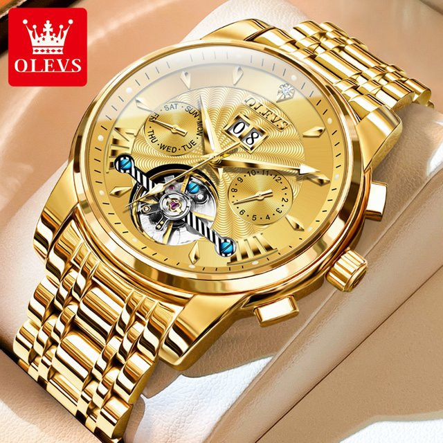 OLEVS Armbanduhr Automatik, Edelstahl, Bicolor, Gold, Herren - Bild 1