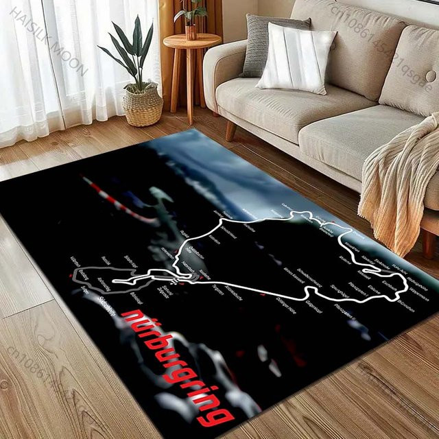 UQIDEHOME Nürburgring F1 Internationale Rennstrecke Teppich, rutschfest und waschbar, B/T: 120 x 80 cm - Bild 1