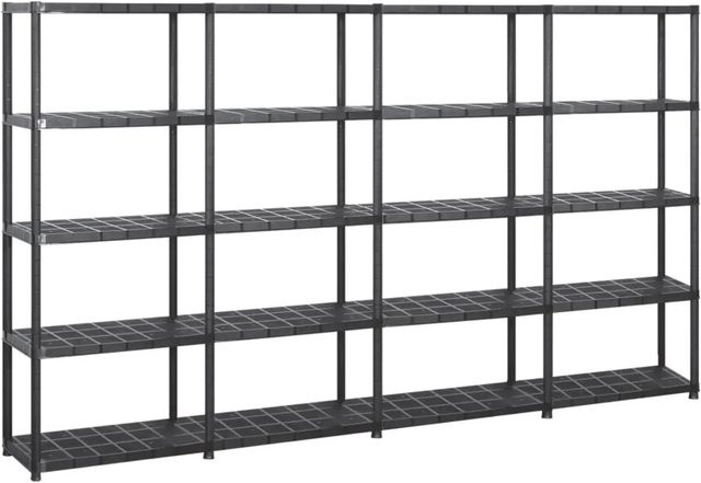 vidaXL Lagerregal mit 5 Böden in Schwarz aus Kunststoff, B/T/H: 284 x 38 x 170 cm - Bild 1