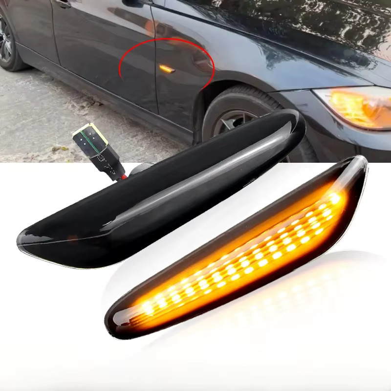 APMATAUTO 2er Set LED Seitenmarkierungsleuchten Blinker in Schwarz für BMW X3 E83 2004-2010 E82 E81 E88 E90 E91 E92 E93 E60 E61 - Bild 1