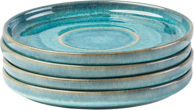 Gipfelstück Kaffeeuntertassen-Set aus Steinzeug in Blau TIEFER SEE - Bild 1