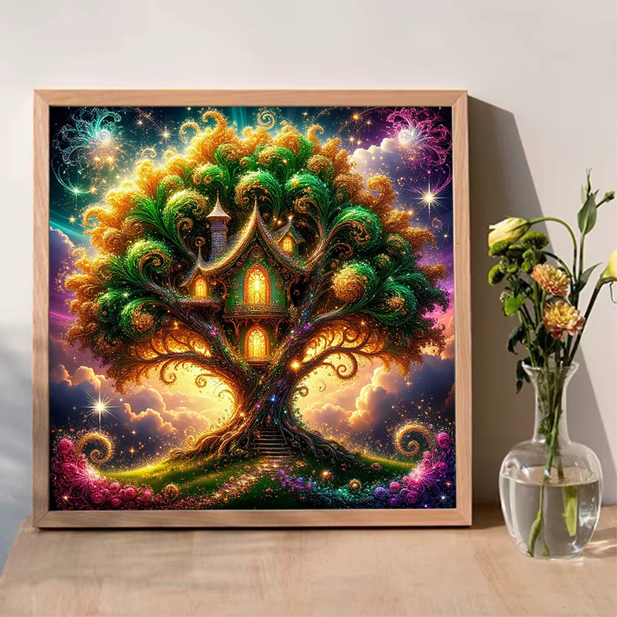 EverShinet DIY Diamant-Mosaik Set Wasserfall-Landschaft mit Blumen als Vollquadrat Kreuzstich Stickerei in Multicolour - Bild 3