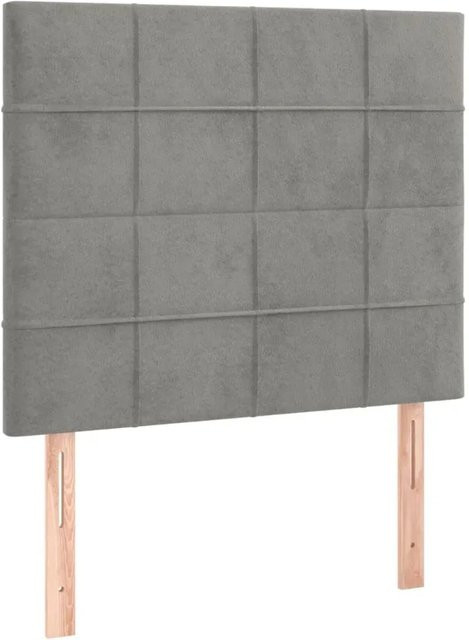 vidaXL LED Kopfteil aus Samt in Hellgrau mit USB-Ladeport und integrierter Beleuchtung B: 100 cm, T: 5 cm, H: 118-128 cm - Bild 1